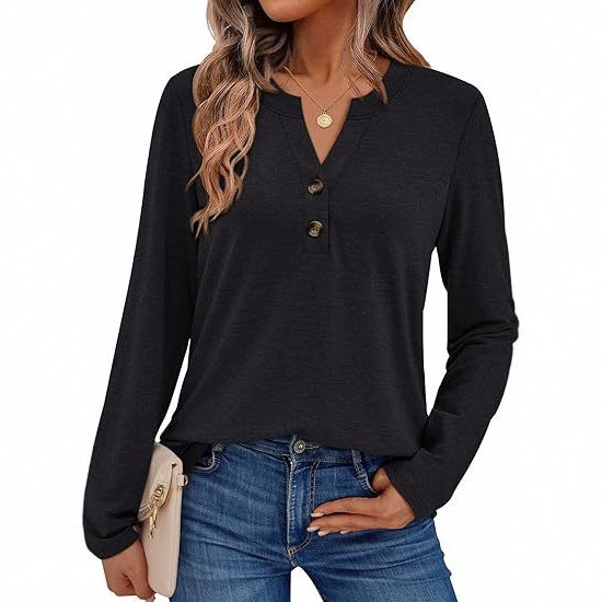 Women's Long Sleeve Shirt with Button Details Mune