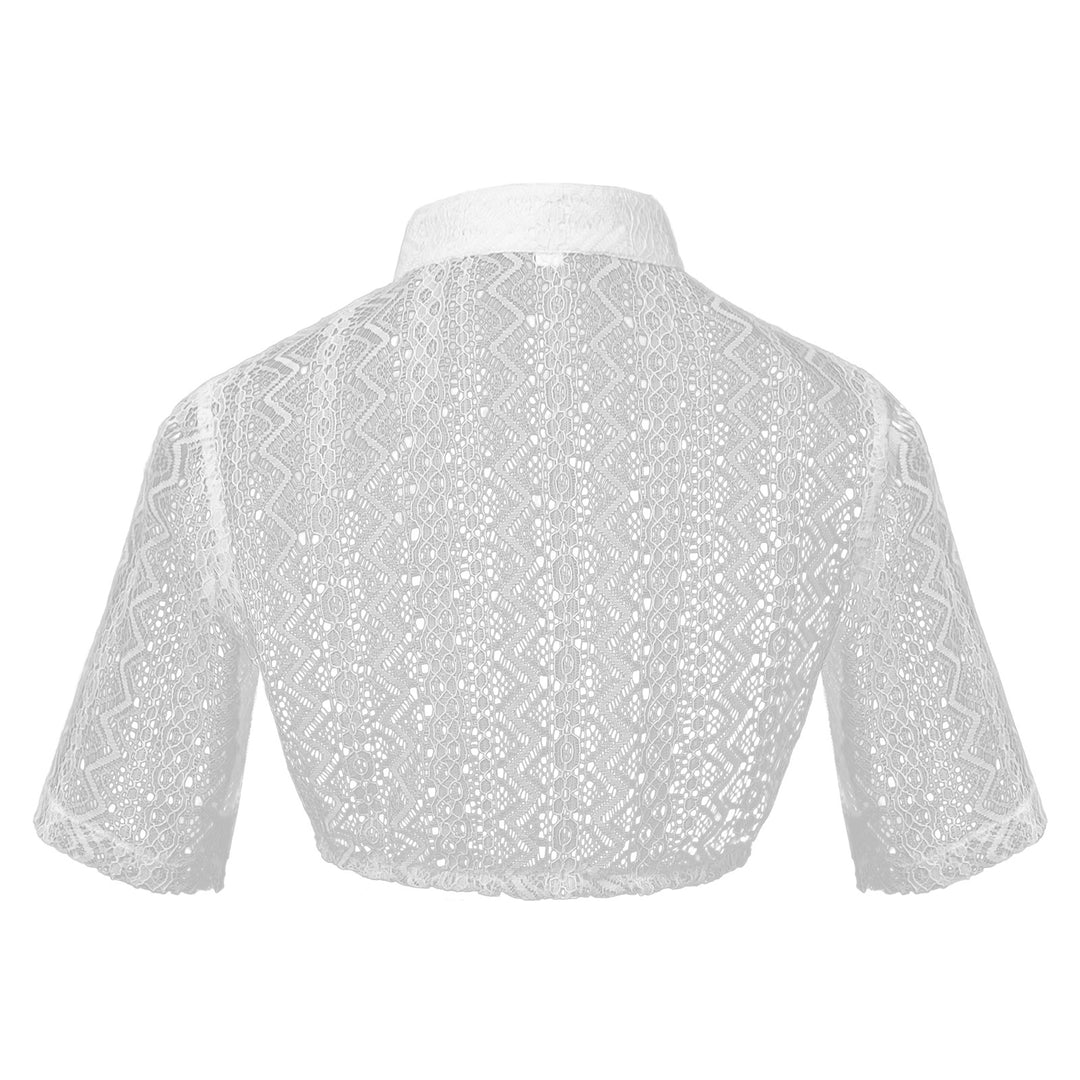 Ladies lace bolero with stand-up collar and short waist cut Mune Fashion