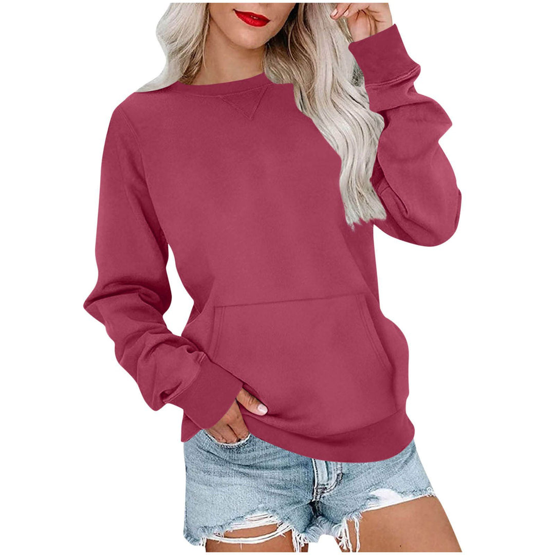 Women's Loose Sweatshirt with Round Neckline and Kangaroo Pocket Mune Fashion