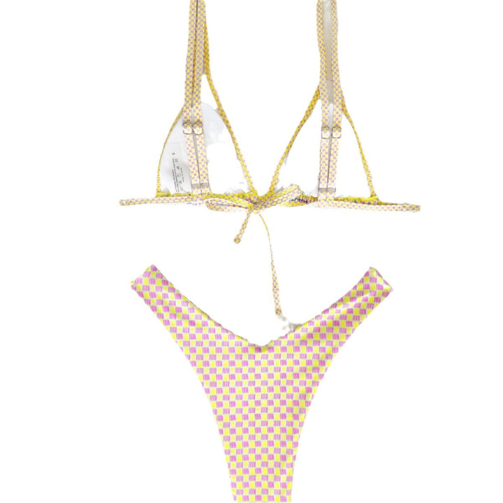 Women's Triangle Bikini with Colorful Patchwork Pattern Mune Fashion