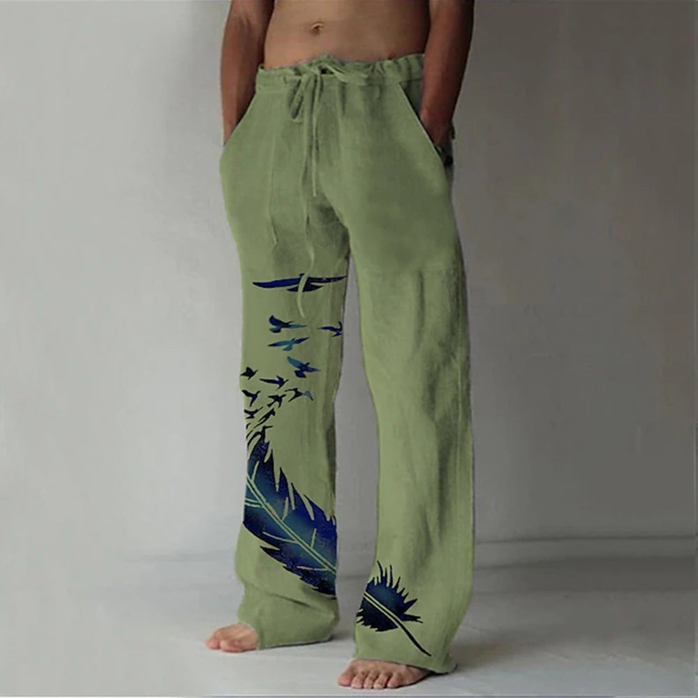 Women's Comfortable Summer Pants with Unique Feather Design Mune Fashion