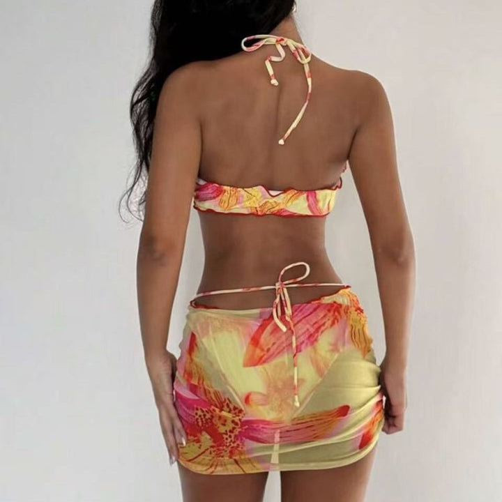 Women's Bikini Set with Floral Wrap Skirt Mune Fashion