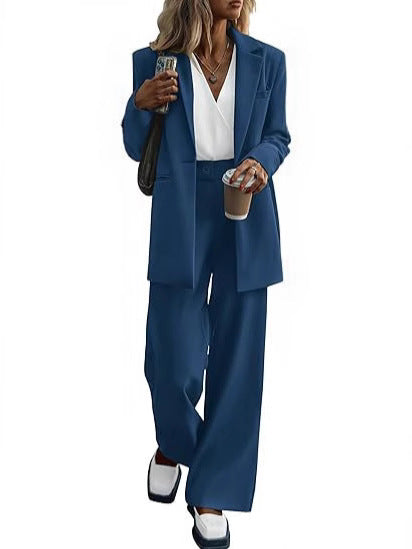 Women's Oversize Suit with Long Blazer and Wide Pleated Trousers Drune