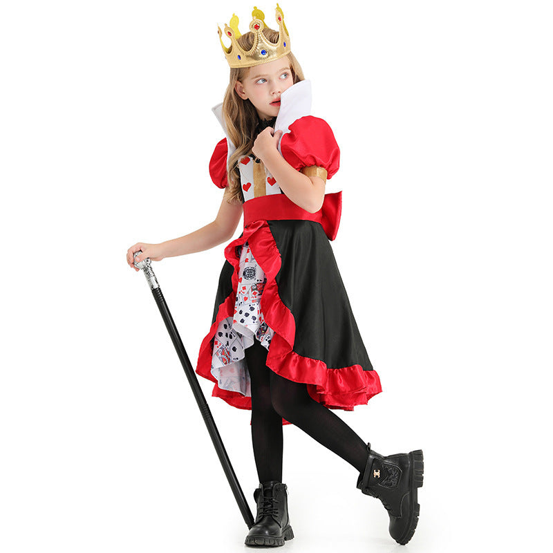 Girl's costume as royal Heart Lady with ruffles and detailed accessories Mune Fashion