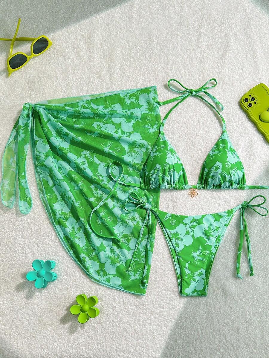 Women Triangle Bikini Set with adjustable straps and wrap Mune Fashion