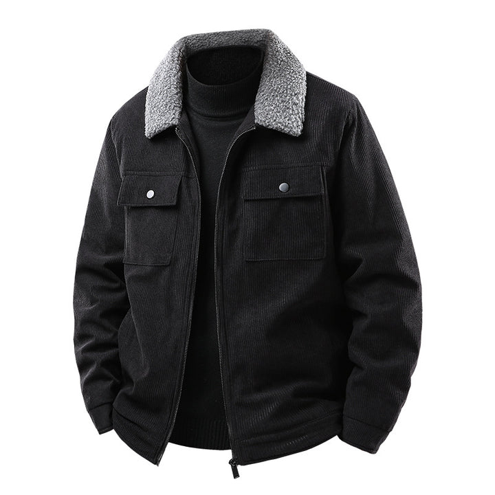 Men's cord jacket with sherpa collar, quilted thermal lining and chest pockets Mune Fashion