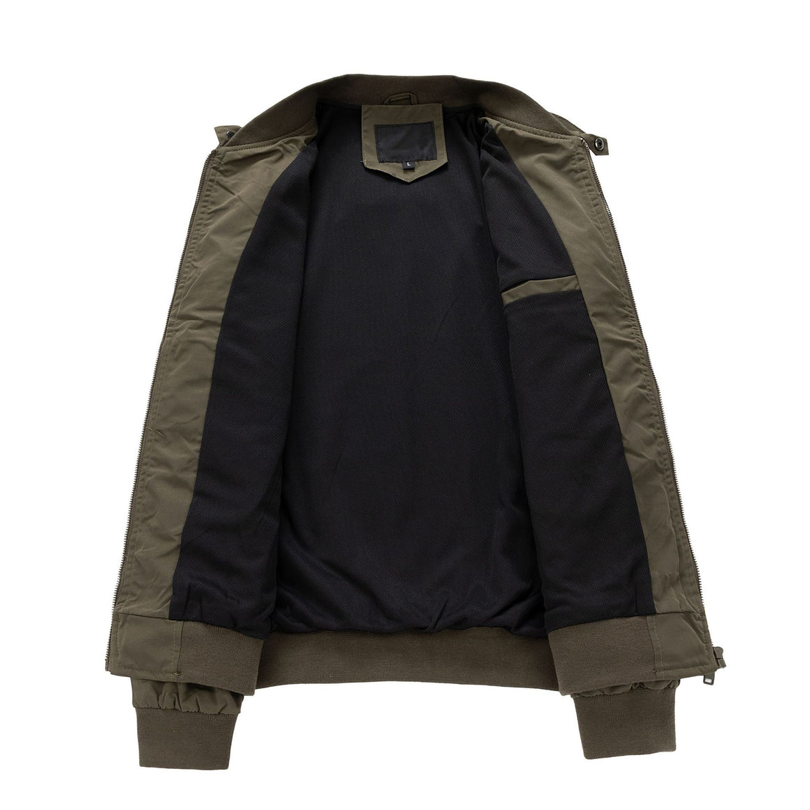 Men's Lightweight Nylon Bomber with Ribbed Cuffs Stand Collar and Breathable Mesh Lining Mune Fashion