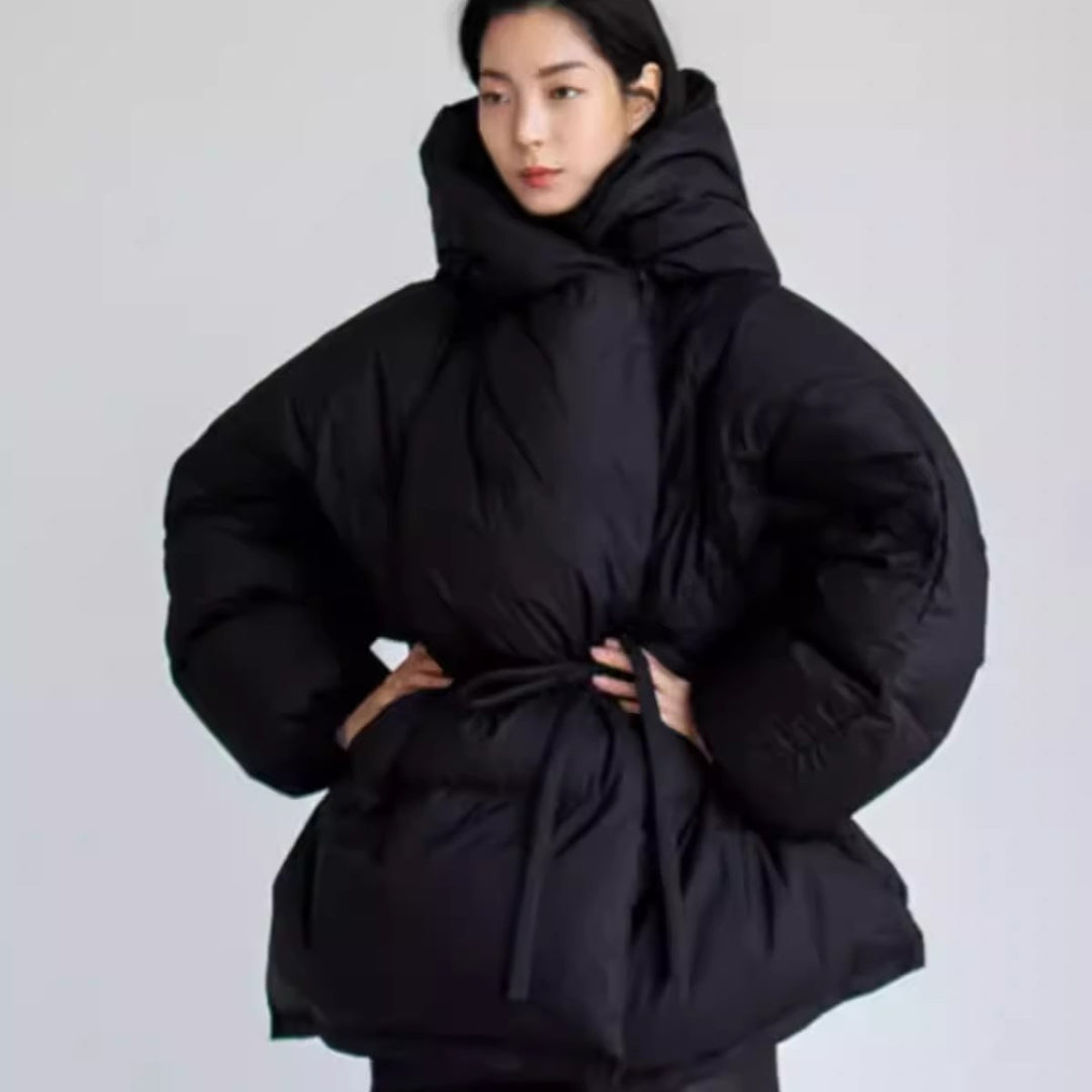 Women's Oversized Puffer Coat in Down Look with Extra Large Hood Mune Fashion
