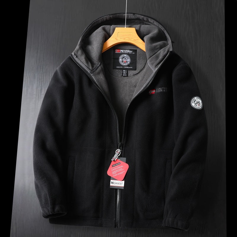 Men's fleece jacket with high collar and practical pockets Mune Fashion
