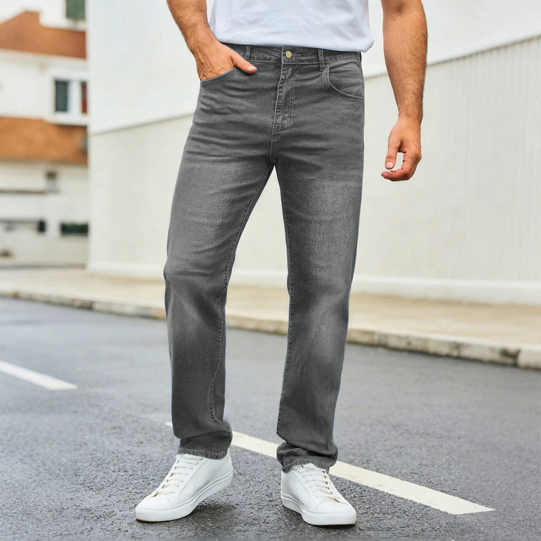 Men's casual straight-leg jeans with mid-rise and comfort stretch Mune Fashion