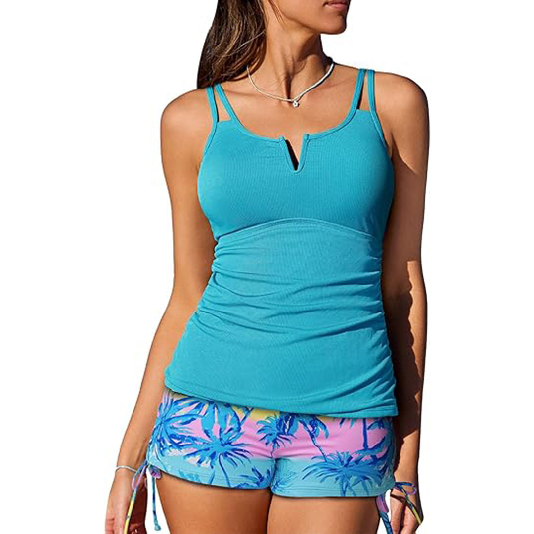 Women's shaping tankini top with shaping underbust band and V-neck Mune Fashion