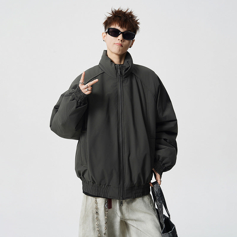 Men's Oversized Windbreaker with Stand Collar and Elastic Cuffs Mune Fashion