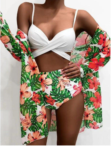 Women's Two-Piece Bikini Set with Floral Wrap Mune Fashion
