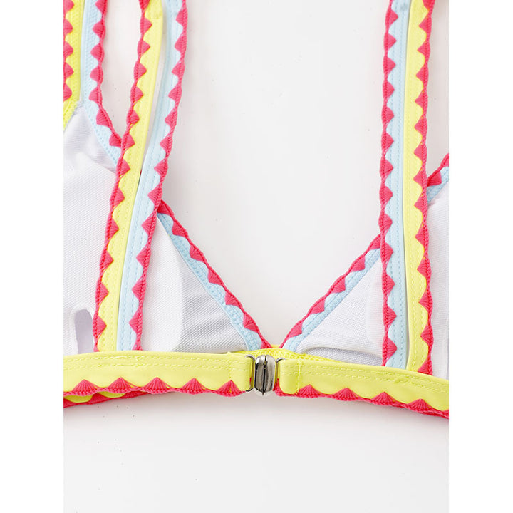 Women's triangle bikini top with colorful ruffle trim Mune Fashion