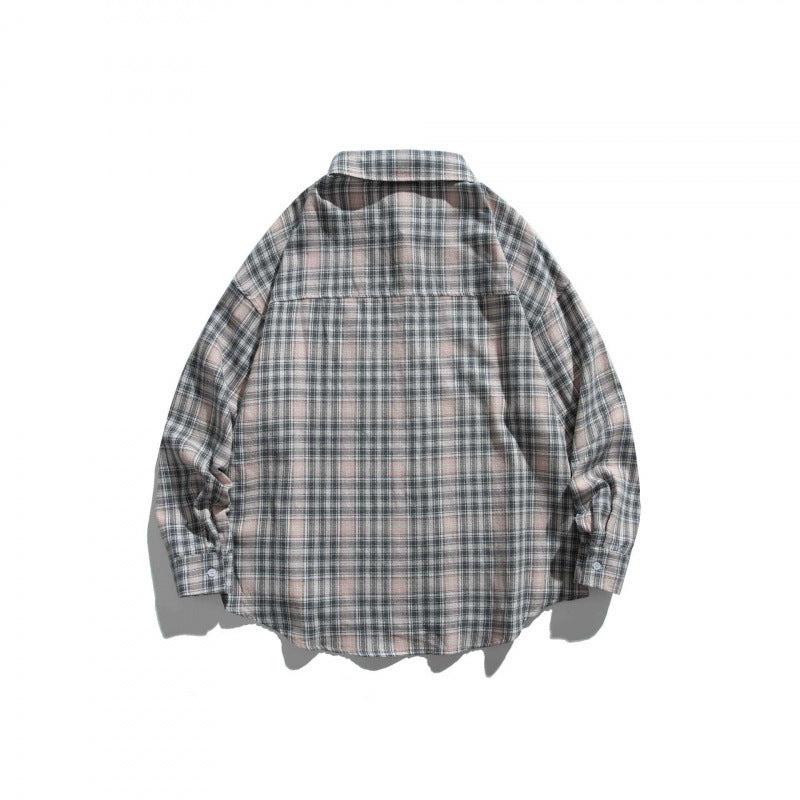 Unisex Oversize Check Shirt Jacket in Boxy Cut with Chest Pocket and Rounded Hem Mune Fashion