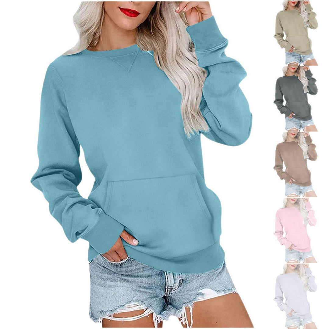 Women's Loose Sweatshirt with Round Neckline and Kangaroo Pocket Mune Fashion