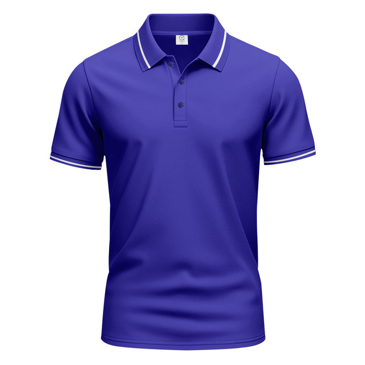 Men's breathable interlock polo shirt with contrast tipping, short button placket and slim silhouette Mune Fashion