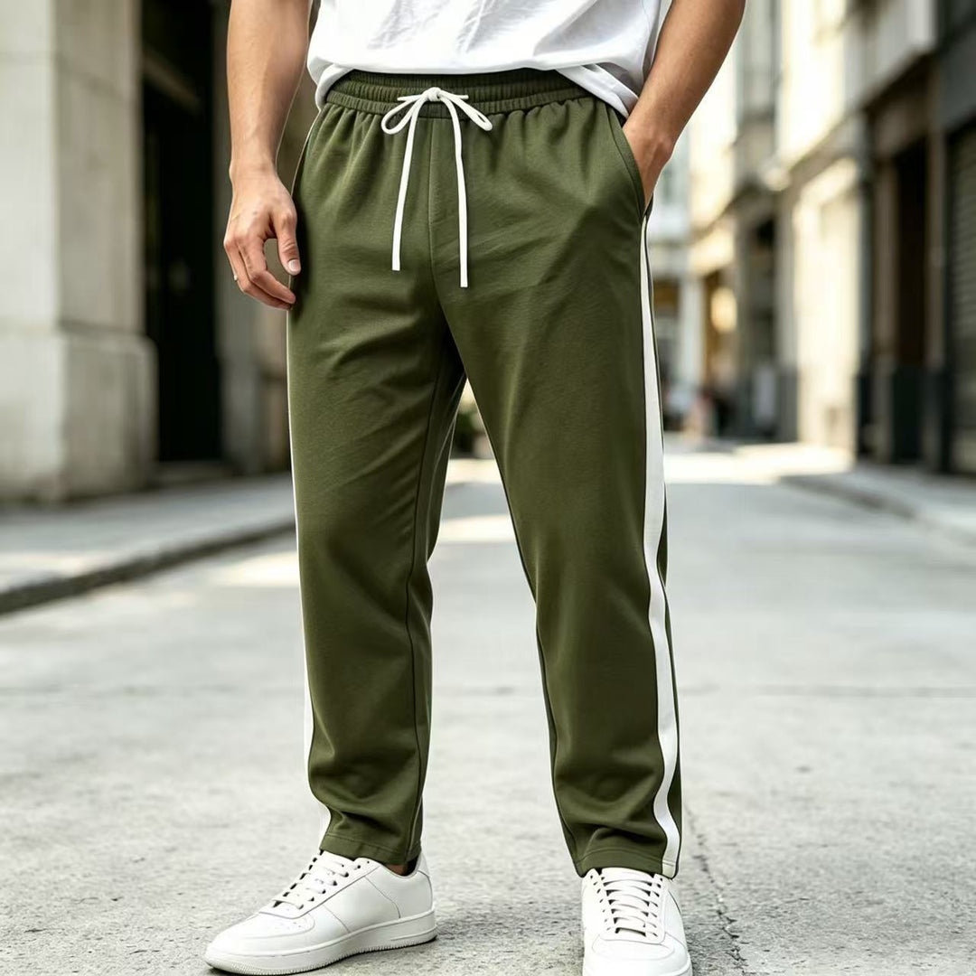 Men's jogging pants with side contrast stripe, elastic waistband and drawstring Mune Fashion