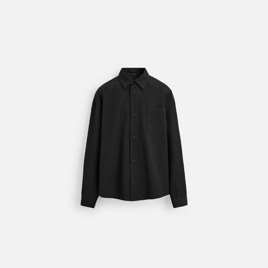 Men's Textured Crinkle Shirt with Chest Pocket and Boxy Fit Mune Fashion