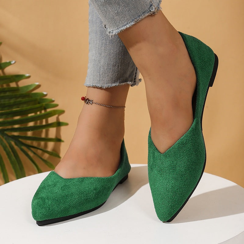 Women's pointed ballerina slippers in suede look with padded comfort insole Mune Fashion