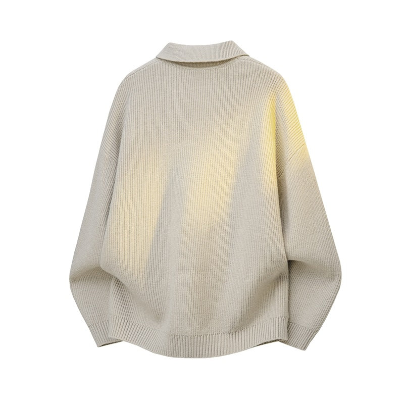 Women's Oversize Knit Polo with Open V-Neck, Raglan Sleeves & Extended Back Hem Mune Fashion
