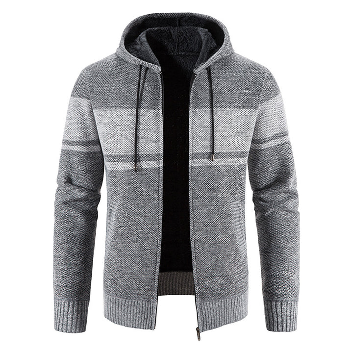 Men's padded knitted hoodie with teddy lining, full zipper and drawstring Mune Fashion