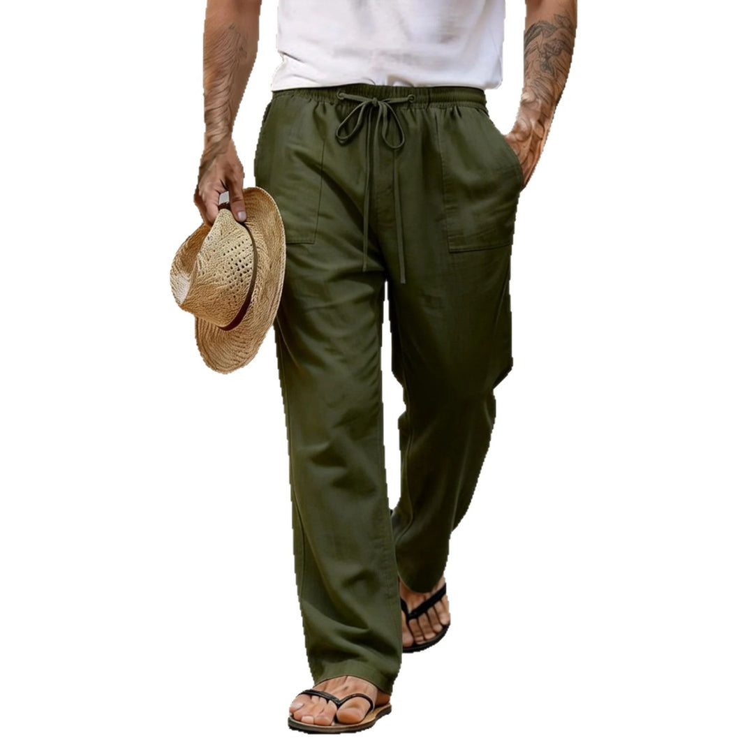 Men's lightweight linen pants with elastic waistband and drawstring Mune Fashion