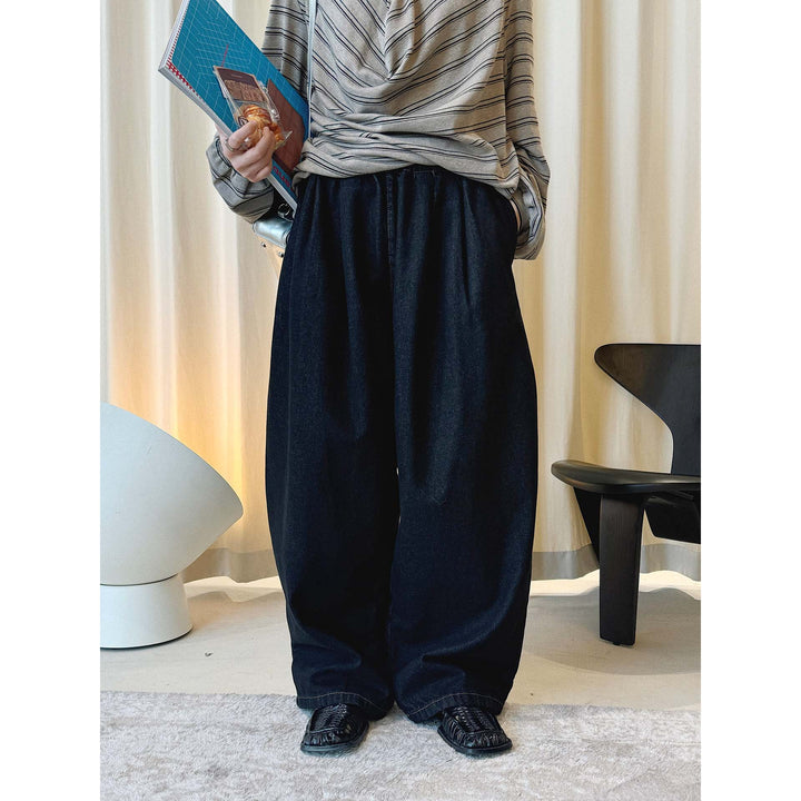 Women's Extra Loose Relaxed Denim Pants in Balloon Cut with Elastic Waistband