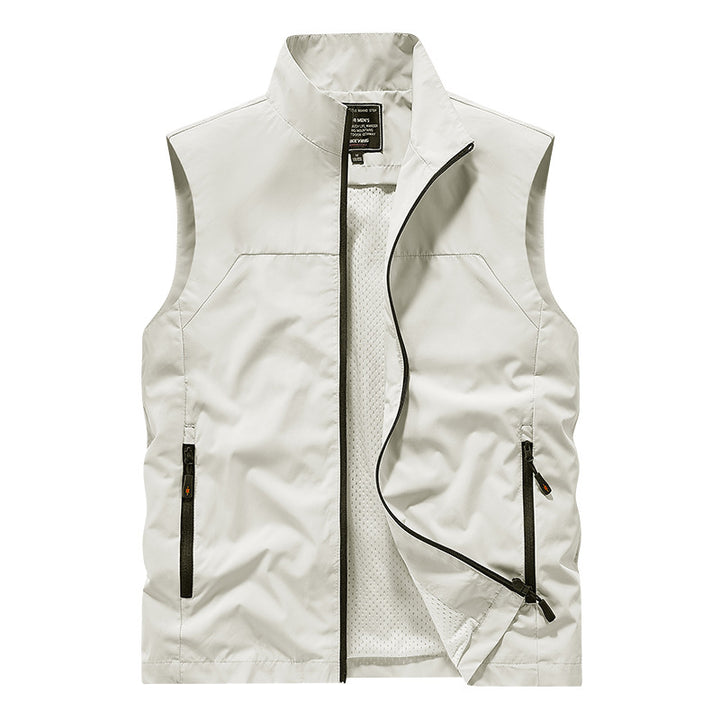 Men's Breathable Utility Vest with Mesh Lining, wind & water repellent exterior & zippered pockets Mune Fashion