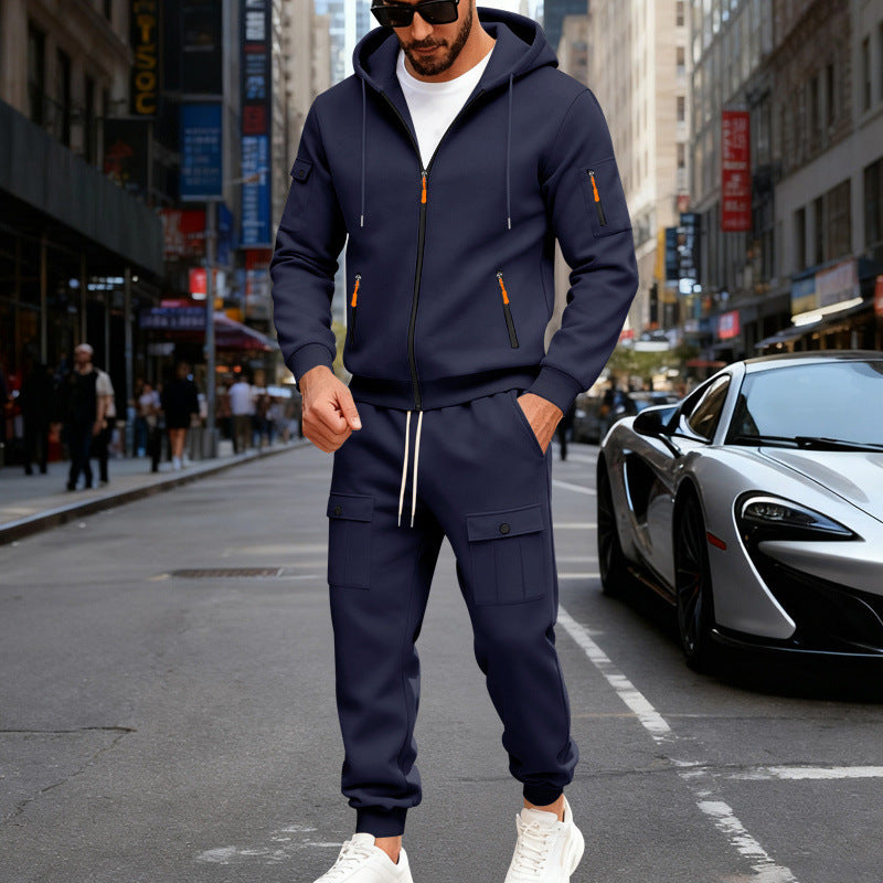 Men's urban hooded tracksuit made of cotton blend with cargo pockets and functional zippers Mune Fashion