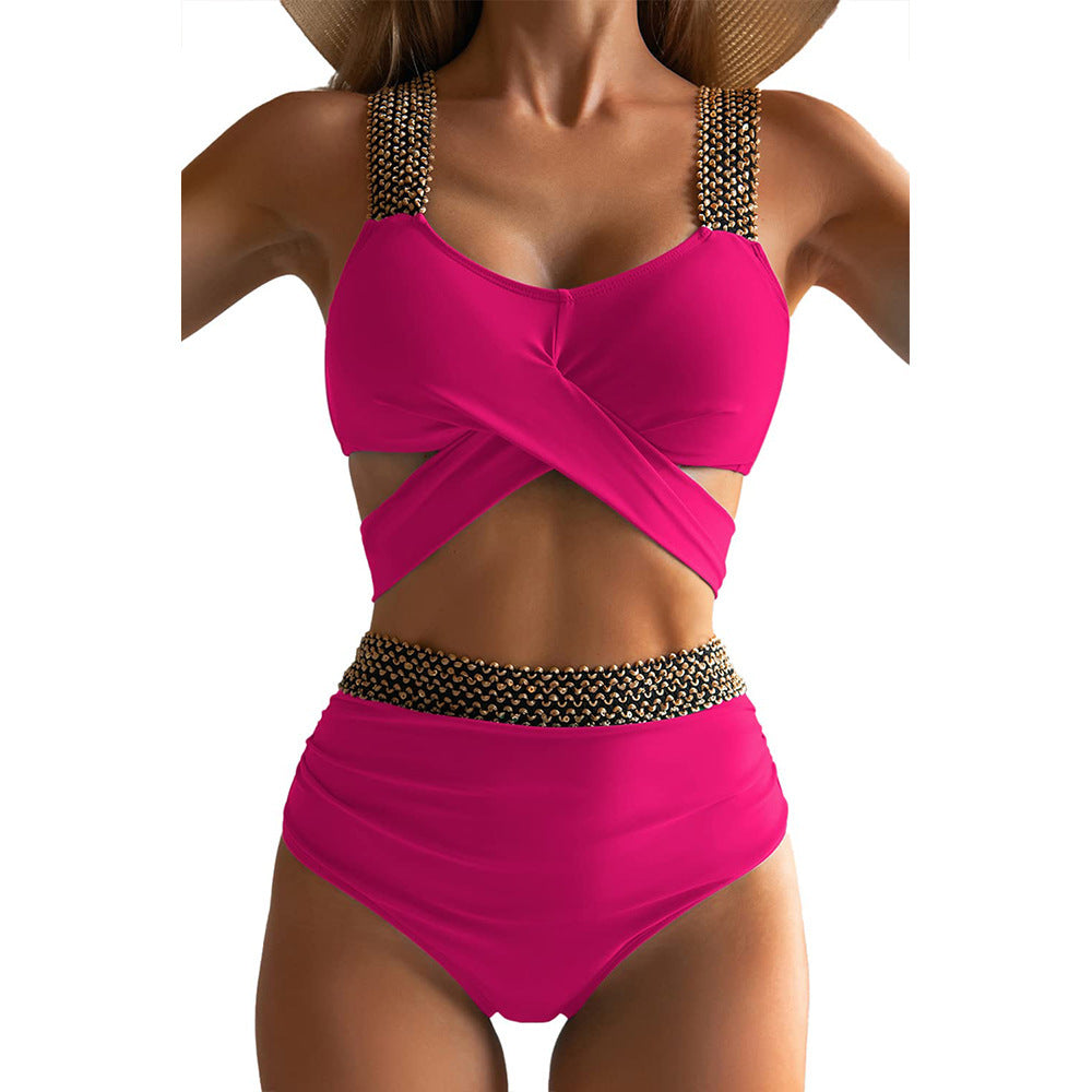Women's High-Cut Bikini Suit with Glamorous Details Mune Fashion