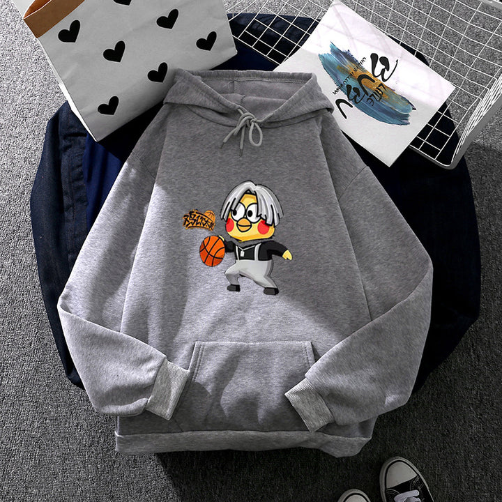 Unisex hooded sweatshirt with comic chick basketball print, kangaroo pocket and soft fleece Mune Fashion