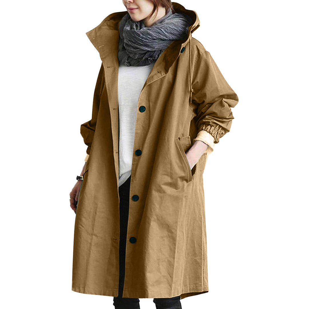 Women's lightweight oversized raincoat with hood and concealed button placket Mune Fashion