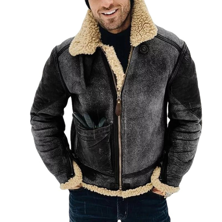 Men's pilot jacket with Sherpa lining and suede look Mune Fashion