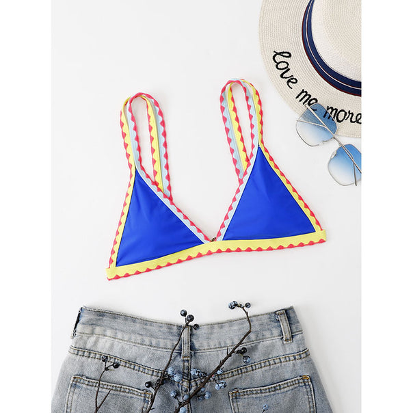 Women's triangle bikini top with colorful ruffle trim Mune Fashion