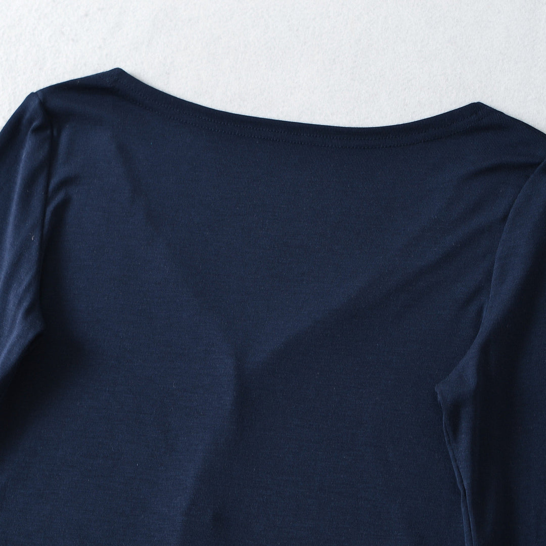Women Cropped Jersey Cardigan with Deep V-Neck and Narrow Button Placket Mune Fashion