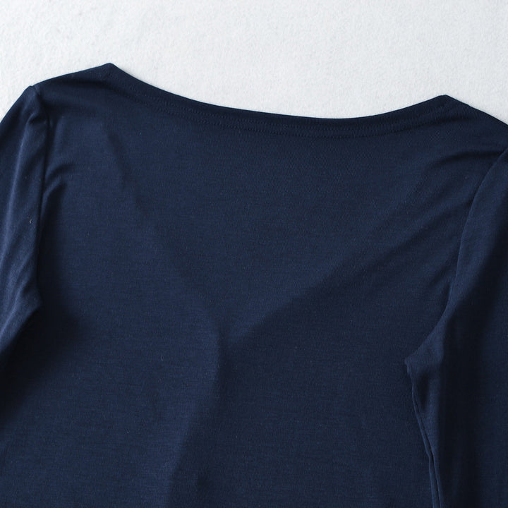 Women Cropped Jersey Cardigan with Deep V-Neck and Narrow Button Placket Mune Fashion