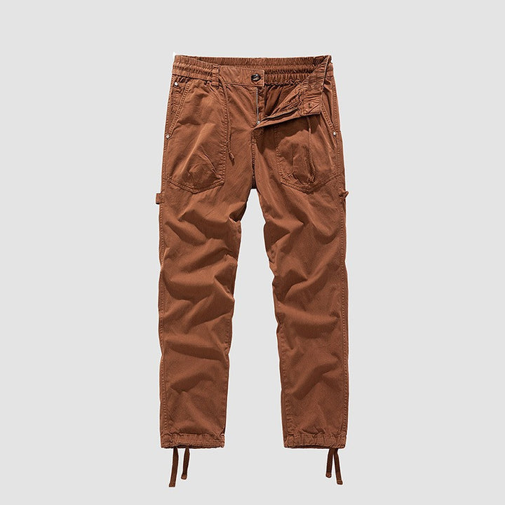 Men's Utility Cargo Pants in Jogger Style with Elastic Comfort Waistband, Multiple Pockets and Drawstrings at Ankles