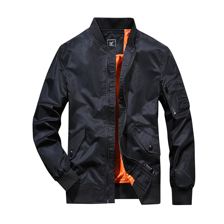Men's bomber jacket in aviator utility style with arm pocket and reinforced ribbed cuffs Mune Fashion