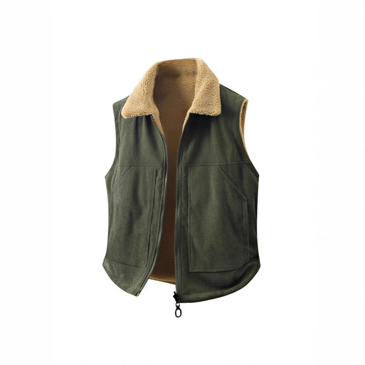 Women's Sleeveless Teddy Fleece Vest with Stand Collar and Full-Length Zipper Mune Fashion
