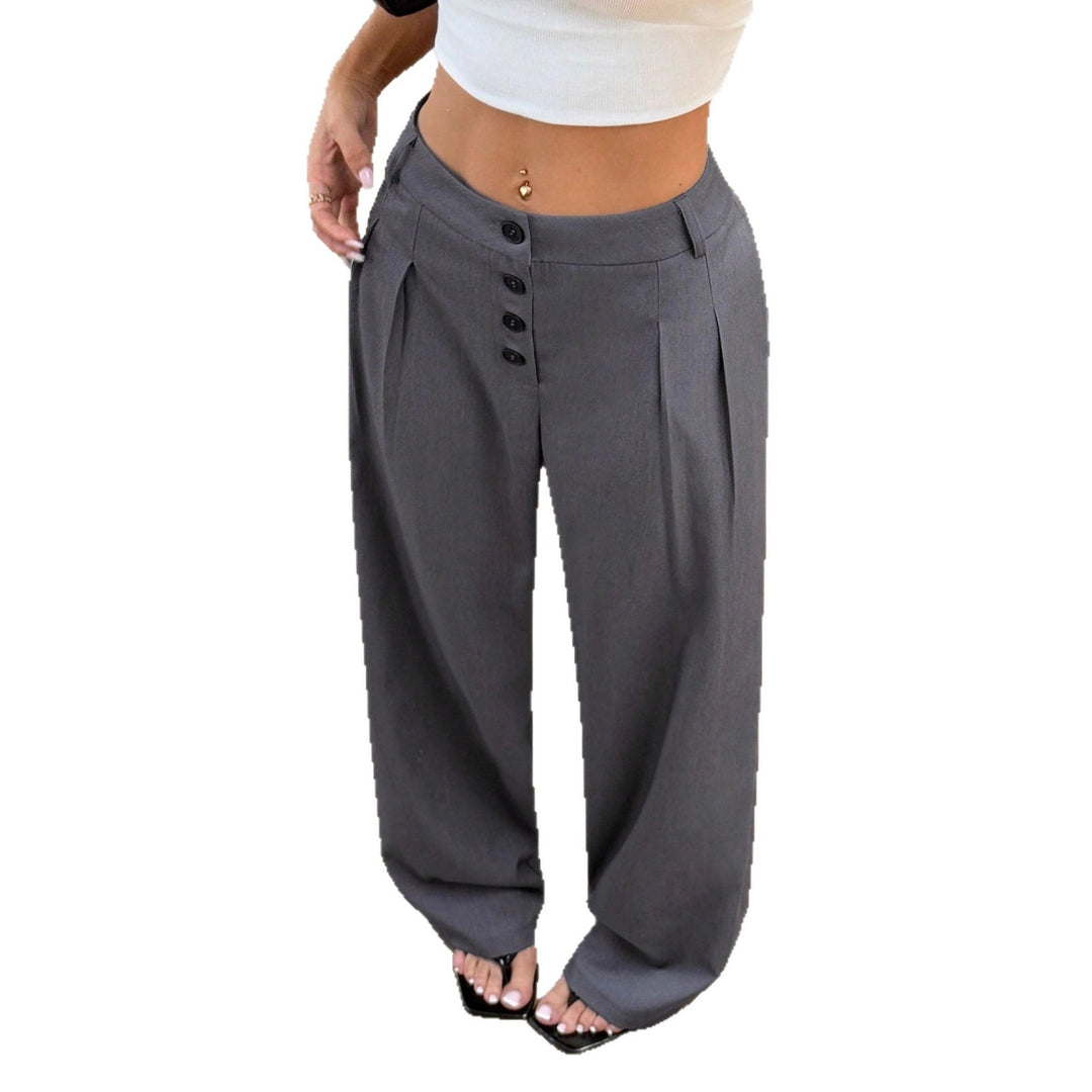 Women's high-waisted pleated trousers with button placket and wide leg Mune Fashion