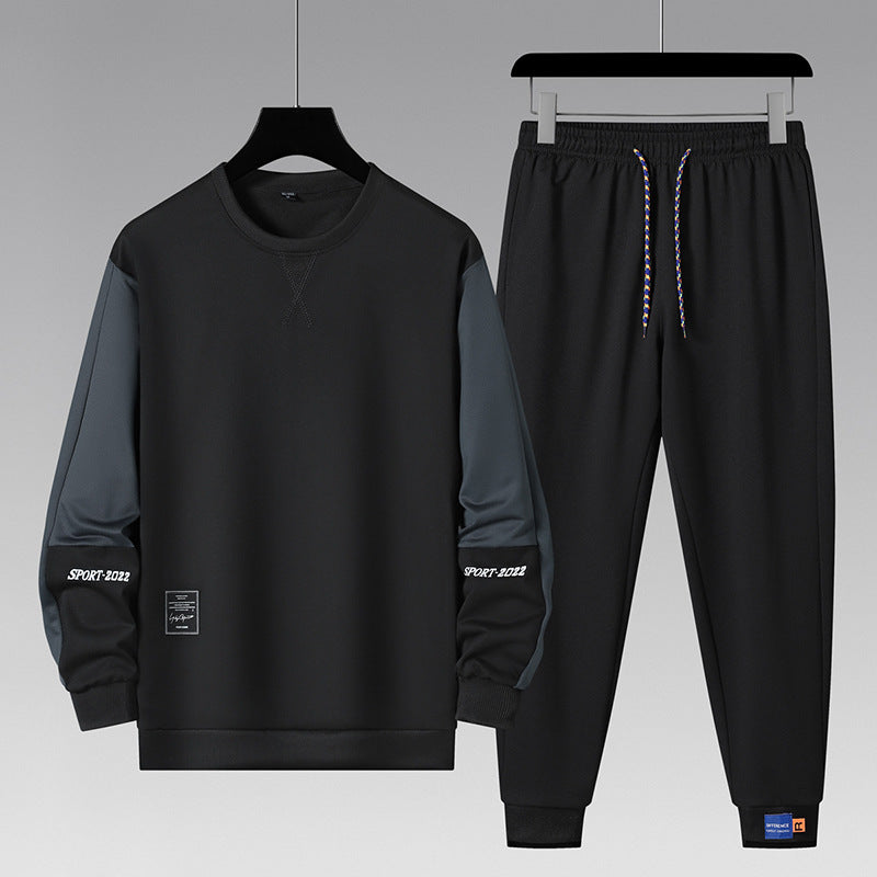 Men's sporty tracksuit set with contrast sleeves, elastic waistband, and breathable sweatshirt Mune Fashion