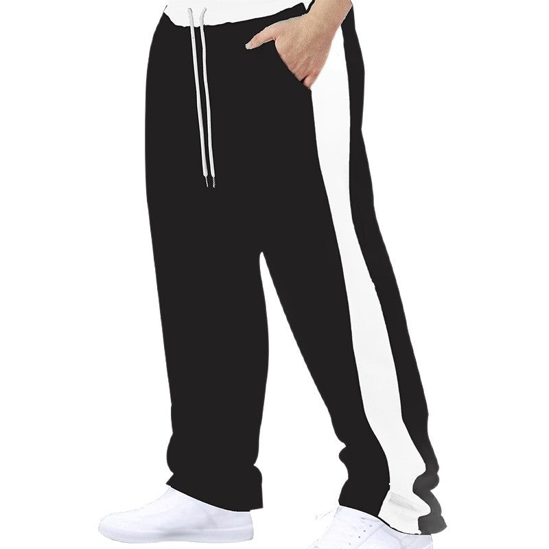 Men's loose joggers with side contrast stripe, elastic drawstring waistband, and straight leg Mune Fashion