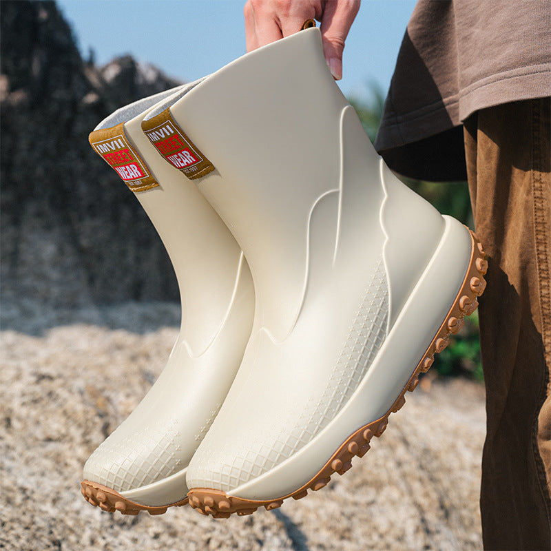 Unisex Waterproof Short-Shaft Outdoor Rubber Boots with Profiled Studded Outsole Mune Fashion