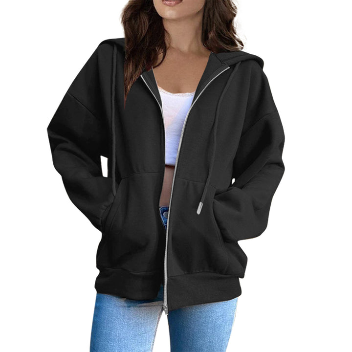 Women's casual hoodie jacket with continuous zipper, kangaroo pockets, and voluminous raglan sleeves Mune Fashion