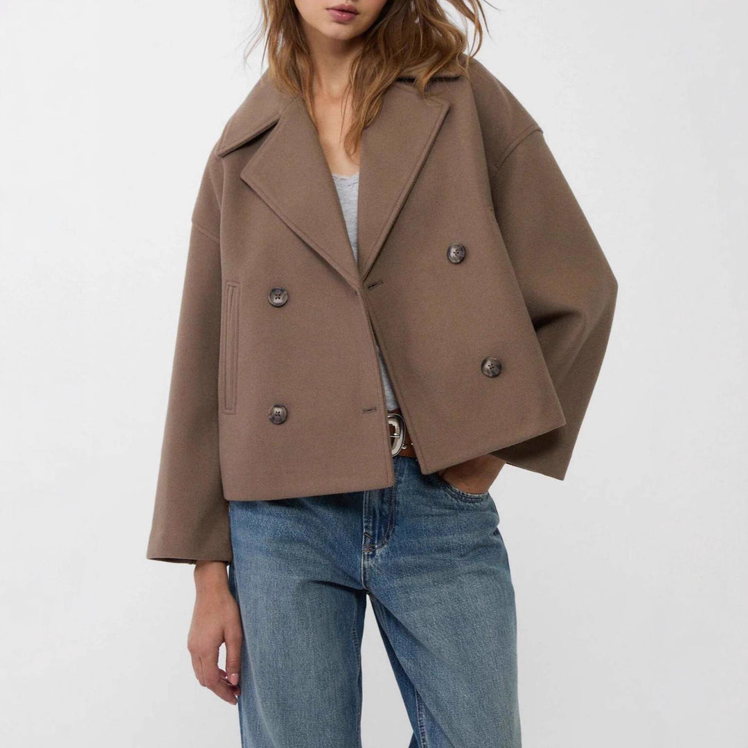 Women's Fashion Short Jacket with Double Button Placket
