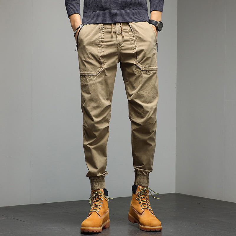 Men's Tapered Cargo Jogger Pants with Drawstring, Elastic Cuffs, and Multifunctional Pockets Mune Fashion