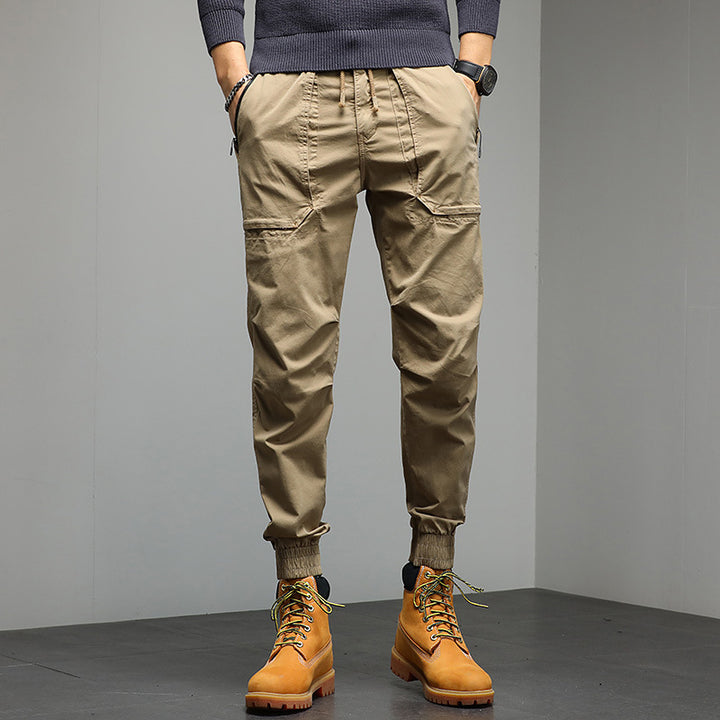 Men's Tapered Cargo Jogger Pants with Drawstring, Elastic Cuffs, and Multifunctional Pockets Mune Fashion