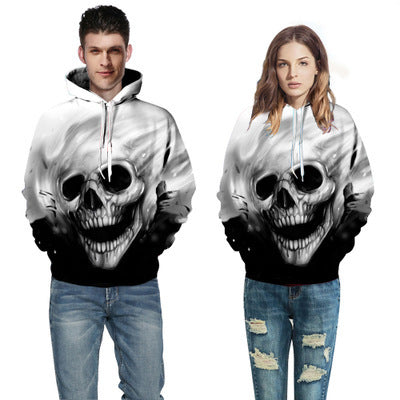 Men's Hoodie with Luminous Flame Skull Print Mune Fashion