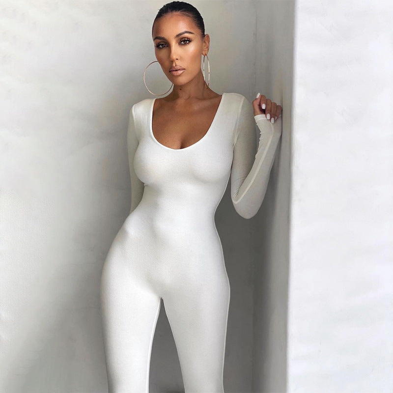 Women's Long Sleeve Bodycon Jumpsuit Mune
